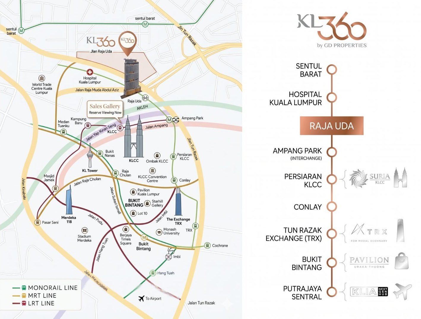 KL360 1 KL360 location map, 50m from MRT Raja Uda station