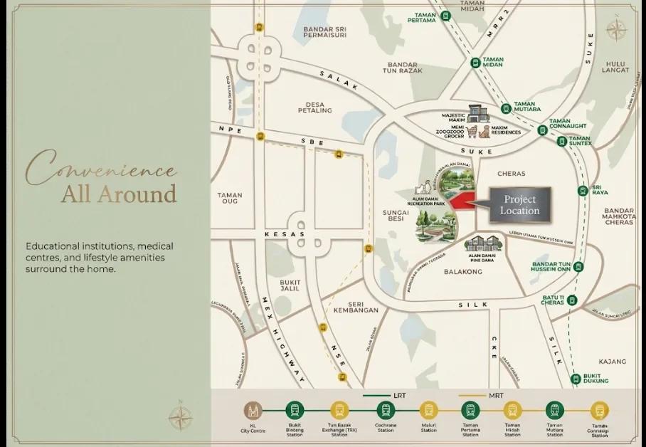 D'Parc Alam Damai location map MRT shuttle UCSI Cheras Alam Damai