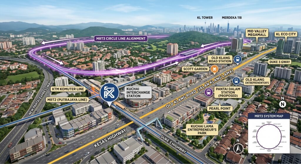 Old Klang Road corridor and the MRT3 alignment