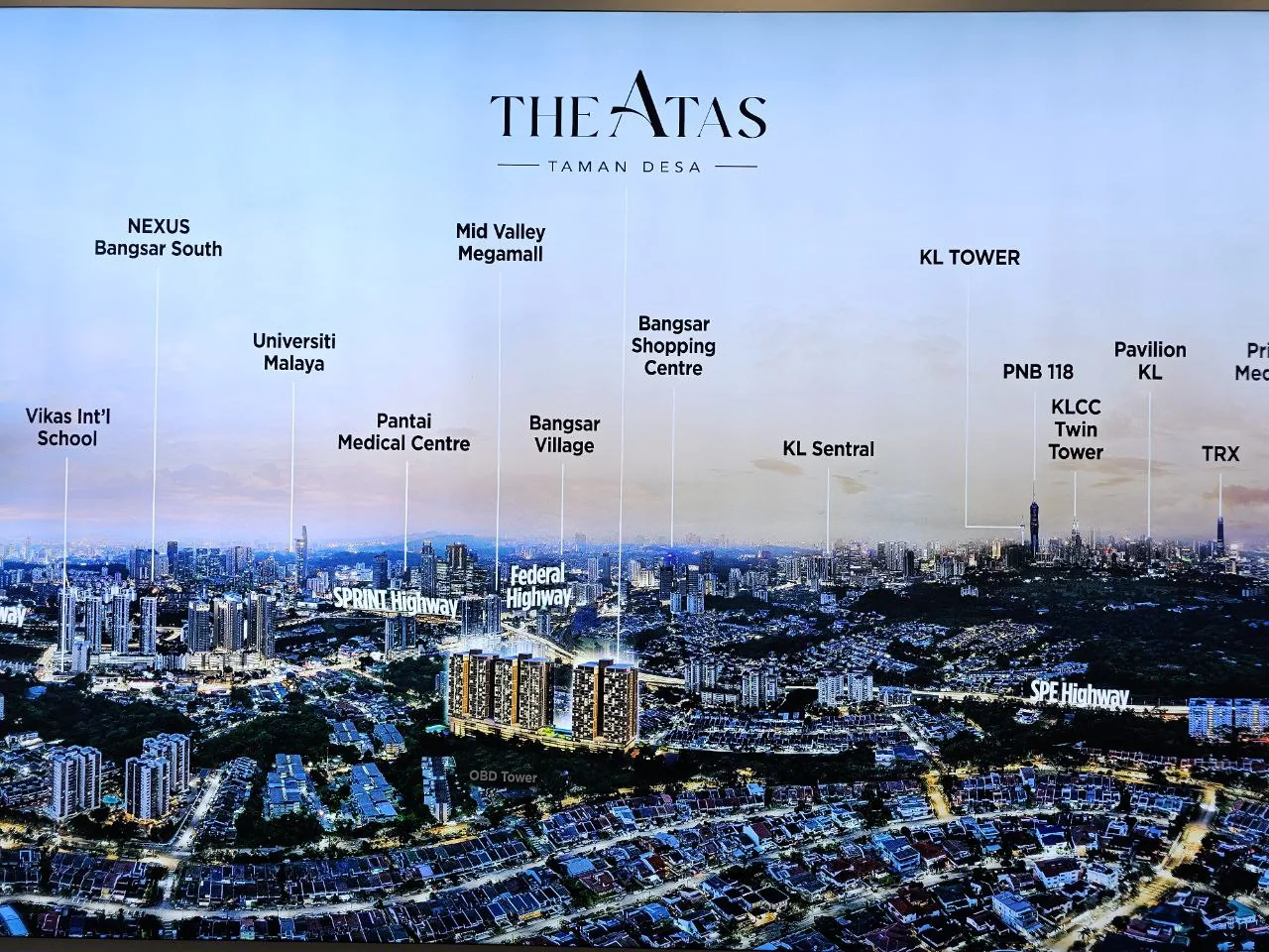 The Atas Taman Desa location map Mid Valley distance highways