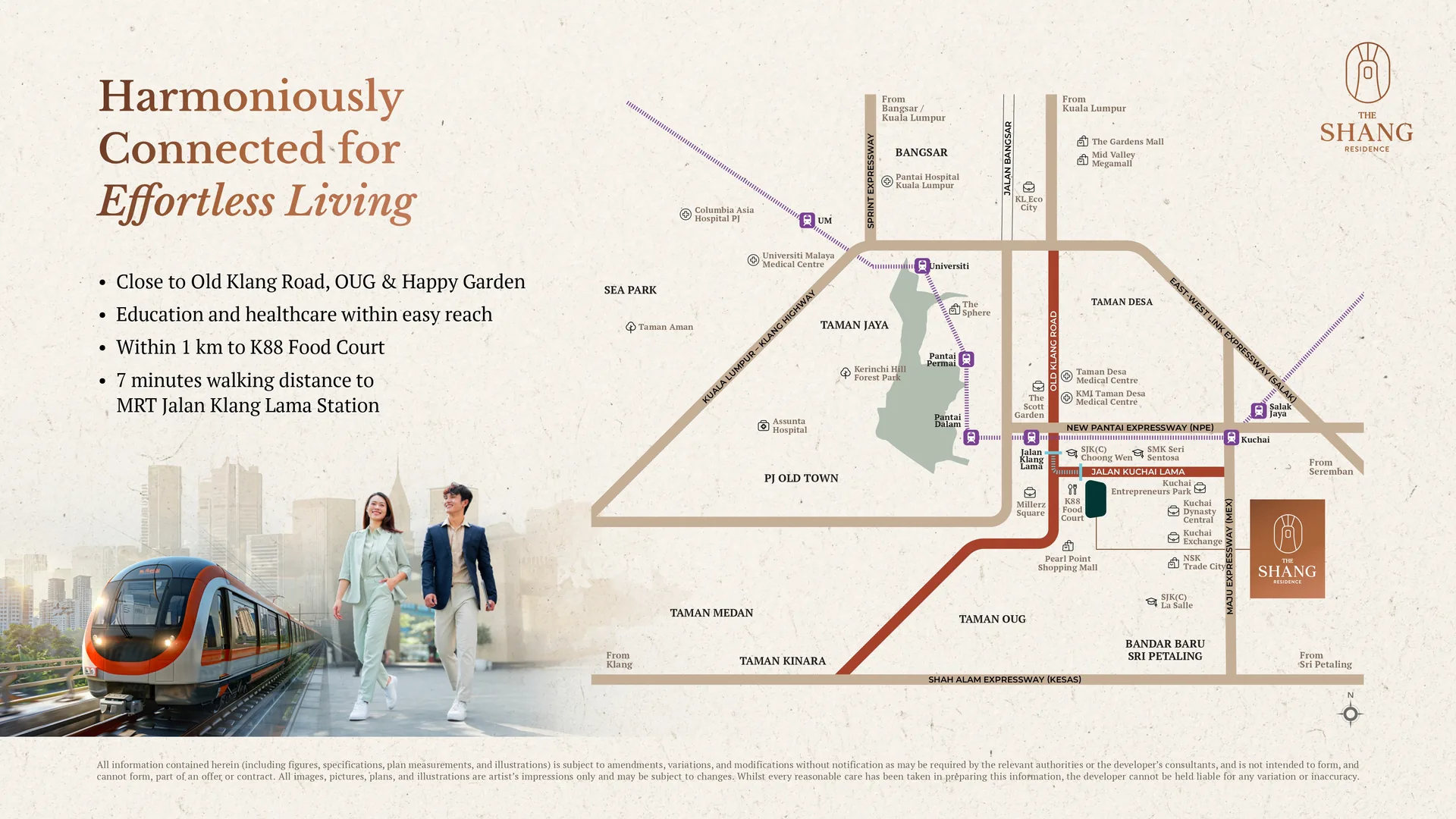 The Shang Residence 位置图，标示 MRT3 站与周边大道