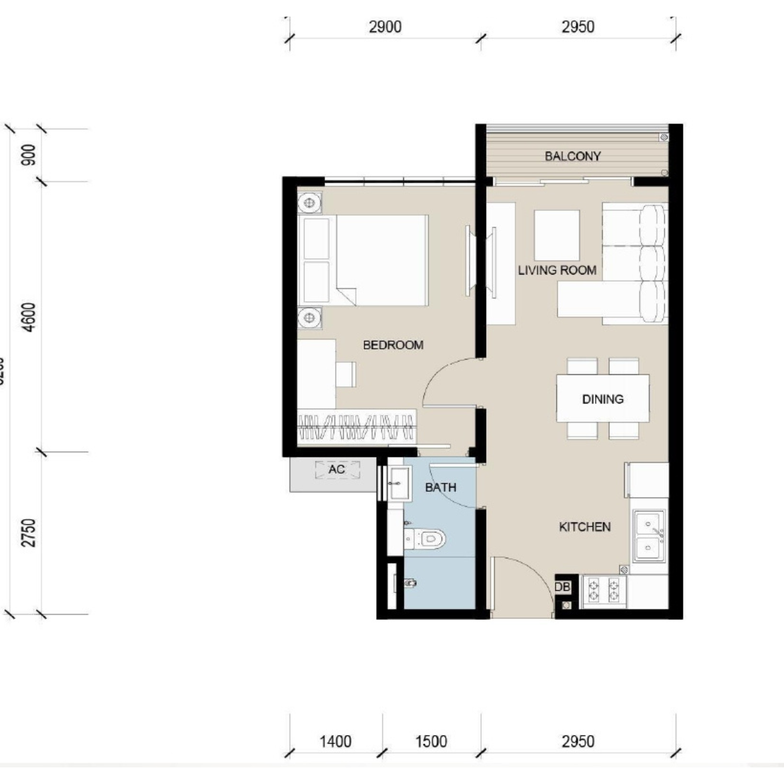 Maxim The Address Floor Plans — Type A, B & C Layouts (450–865 sq ft) 1 Maxim The Address Type A floor plan 450 sq ft 1+1 bedroom layout, Taman Pelangi Johor Bahru