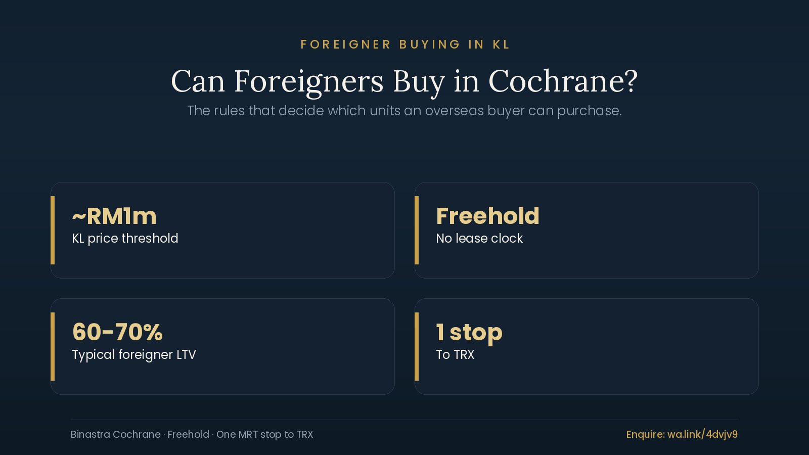 Can Foreigners Buy Cochrane Residence? 2026 KL Rules 1 Checklist of rules for whether foreigners can buy property in Malaysia at Cochrane Residence