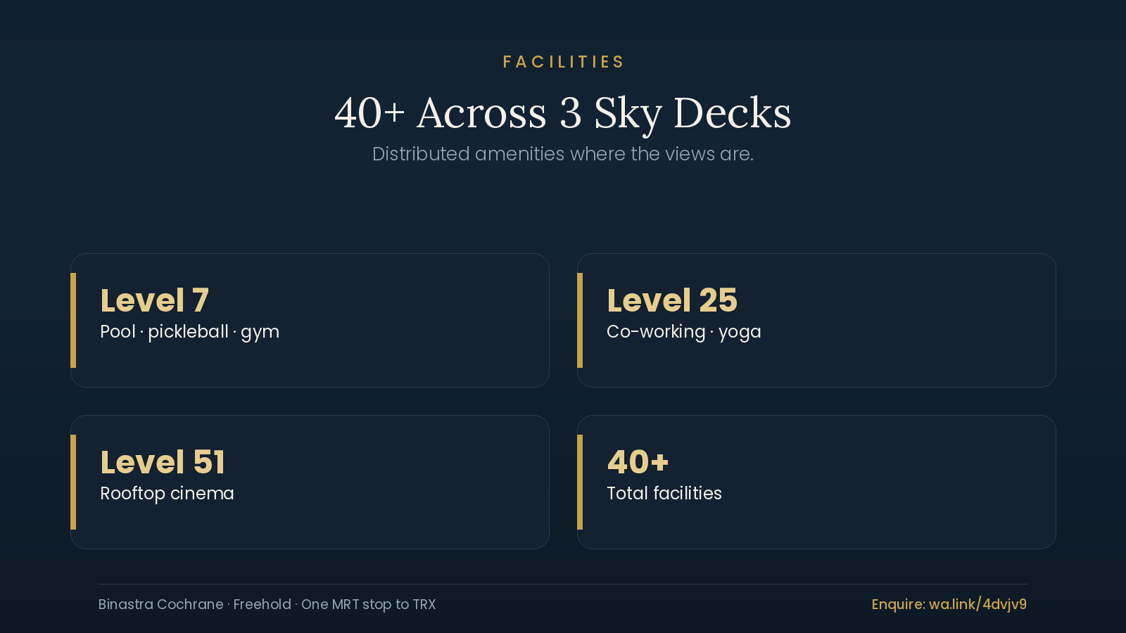 3 Sky Decks, 40+ Facilities: The Value They Add 1 Cochrane Residence condo sky facilities across three sky decks L7, L25 and L51 in KL