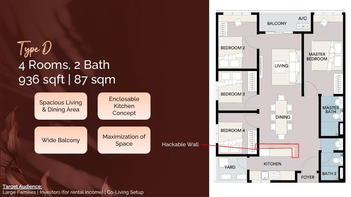 Type A floor plan — 476 sq ft, 1+1 bedrooms