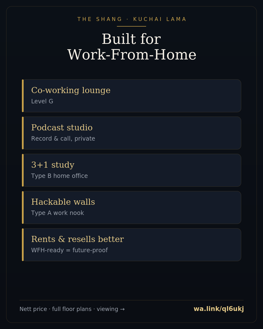 work from home condo kuala lumpur infographic — The Shang Residence, Kuchai Lama