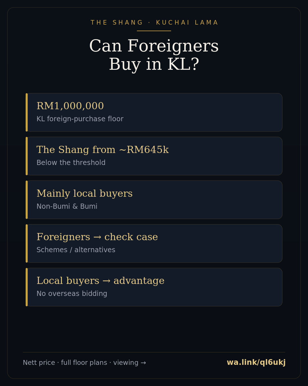 foreigner buy property kuala lumpur infographic — The Shang Residence, Kuchai Lama