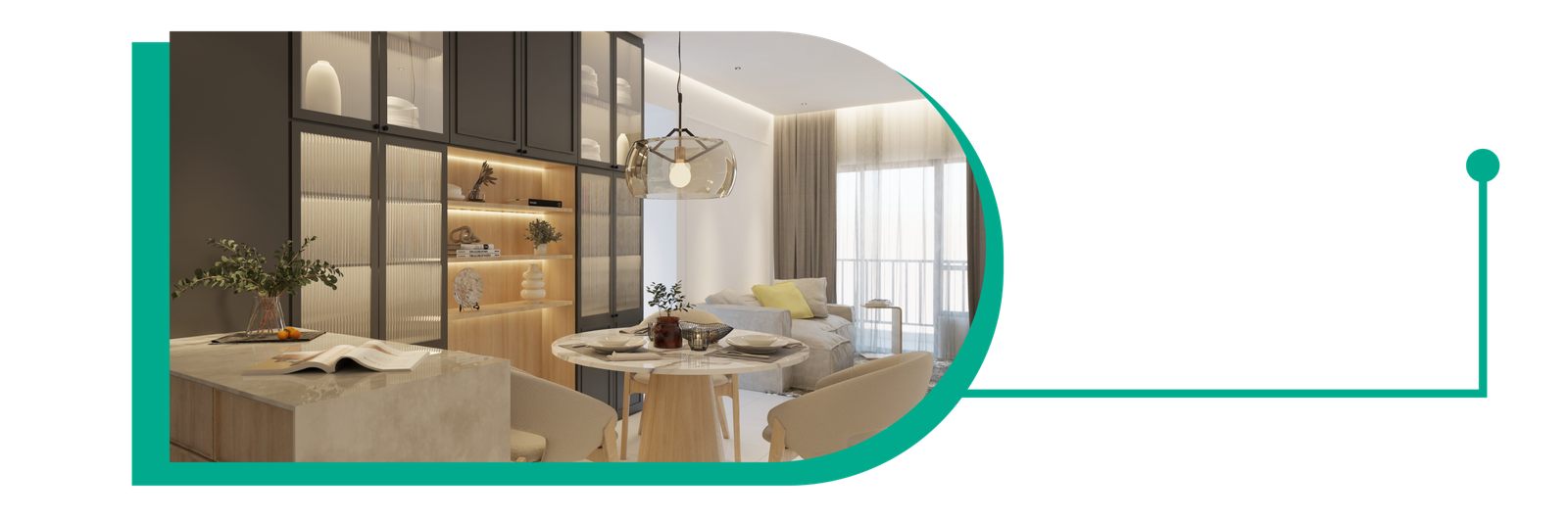 Artist's impression of a serviced apartment interior at e.Sentral Smart City