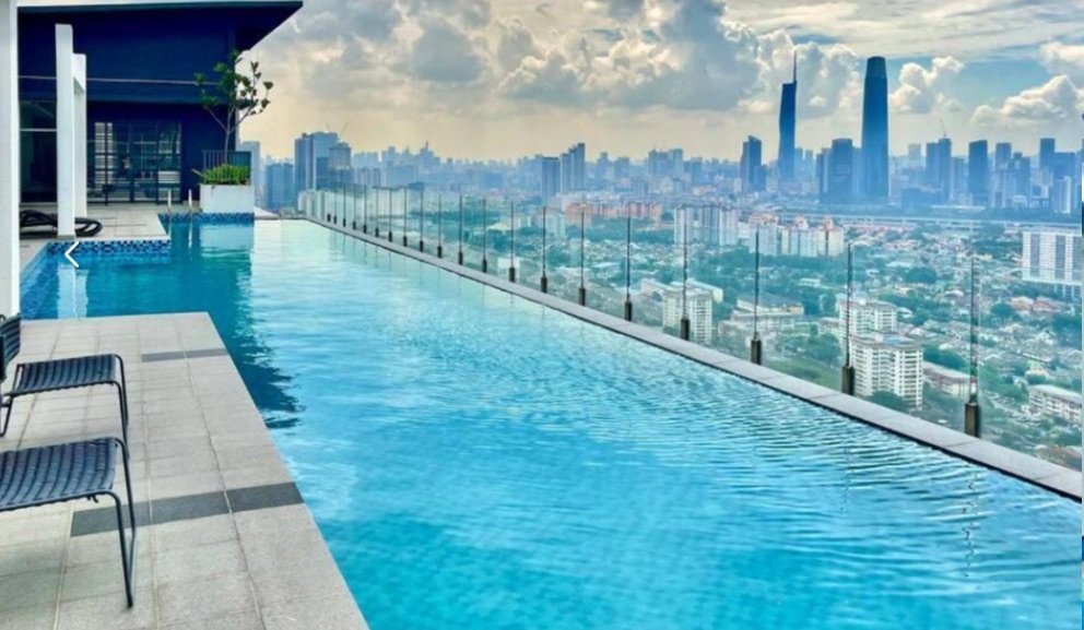 Swimming pool at Axis Crown overlooking Kuala Lumpur