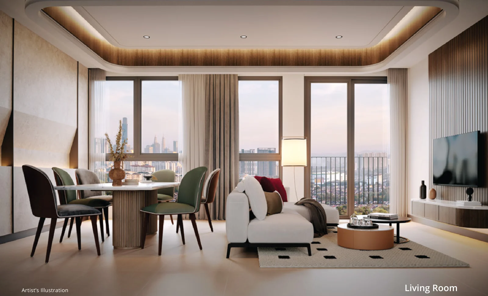 Levia Residence Cheras: Final Units, Price, Floor Plans & Honest Location Guide (2026) 8 Levia Residence living and dining room (artist's illustration)