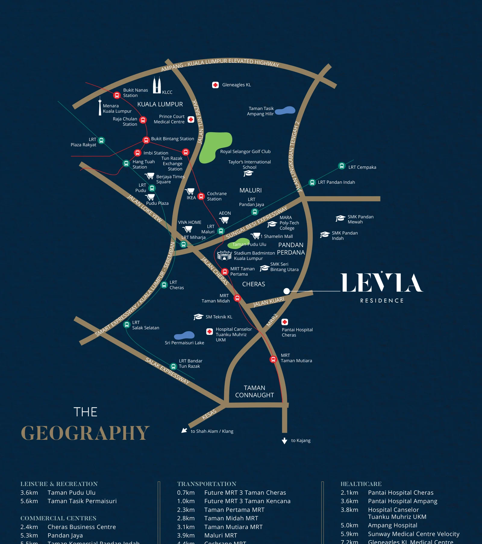 Levia Residence Cheras: Final Units, Price, Floor Plans & Honest Location Guide (2026) 5 Levia Residence location map: Cheras and Pandan Perdana with MRR2, nearby MRT stations and malls
